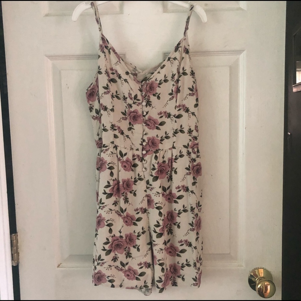 Button down flowered romper